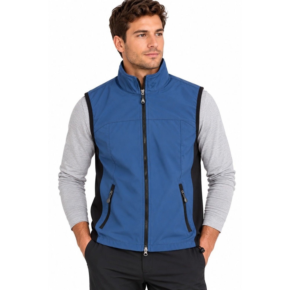 North End‎ Mens Softshell Vest Blue Black Full Zip Stretch Activewear Small